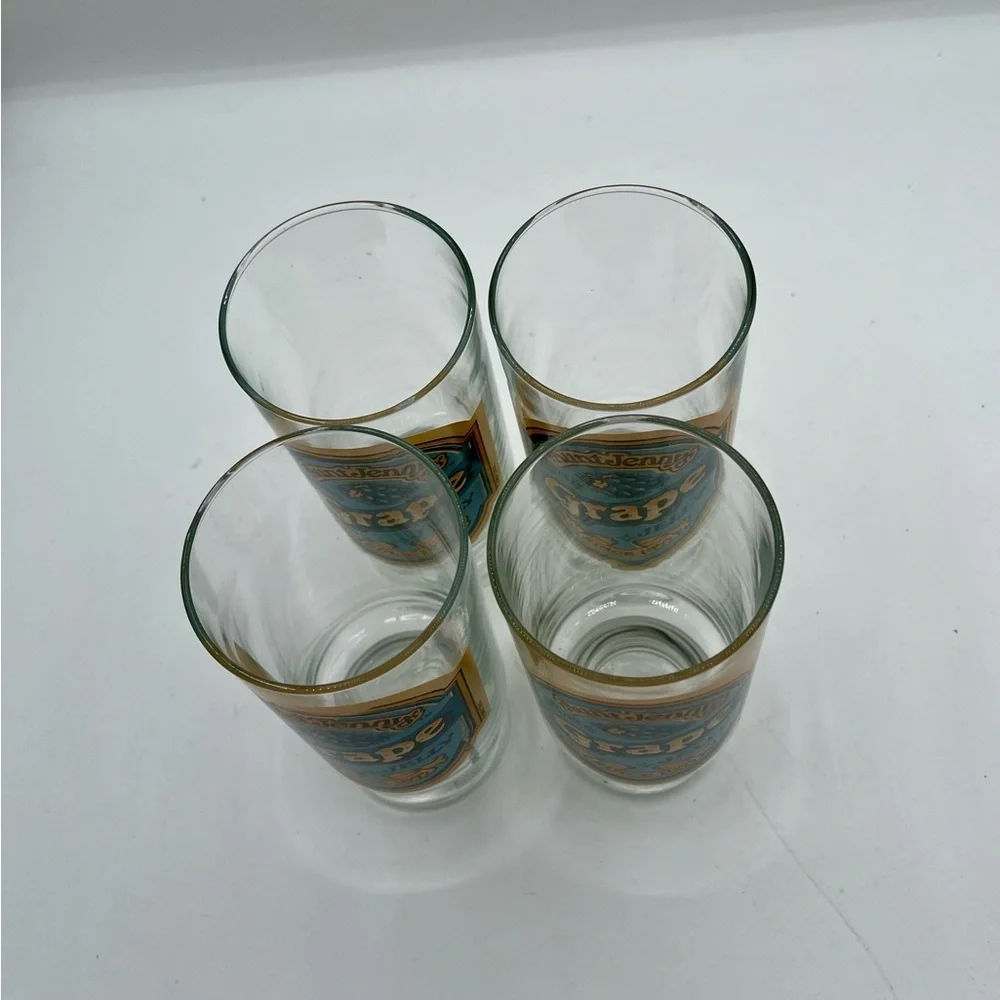 1980s Aunt Jenny’s Grape Jelly Glasses Drinking Tumblers Set Of 4